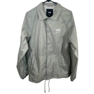 Vans Torrey Coaches Jacket Mens Medium Gray Snap Up Skate Pockets Lined
